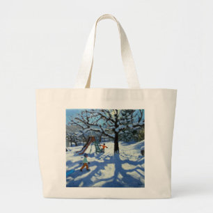 The slide in winter Bourg St Moritz Large Tote Bag
