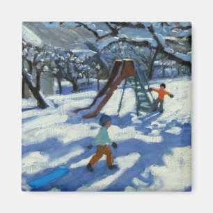 The slide in winter Bourg St Moritz Magnet