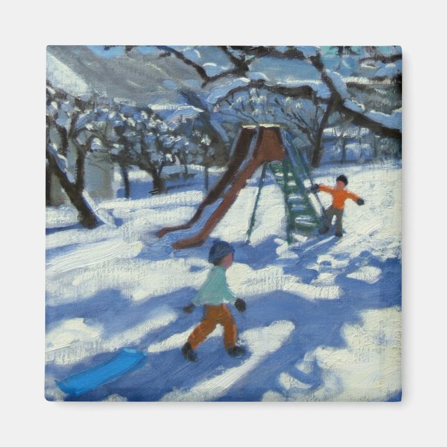 The slide in winter Bourg St Moritz Magnet (Front)