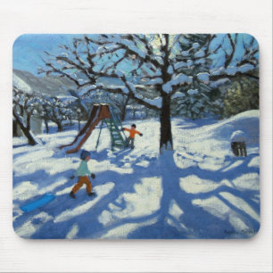 The slide in winter Bourg St Moritz Mouse Mat