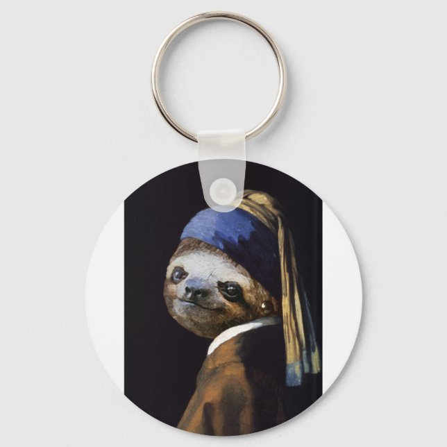 The Sloth with A Pearl Earring Key Ring (Front)