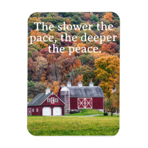 The Slower the Pace, Red Barn in Autumn Magnet