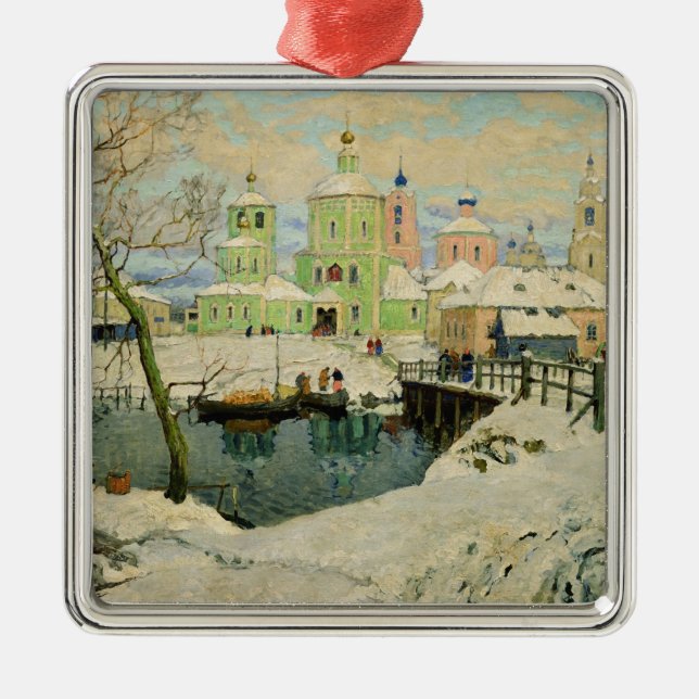 The small village Torzhok, 1917 Metal Tree Decoration (Front)