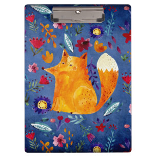 The Smart Fox in Flower Garden Clipboard