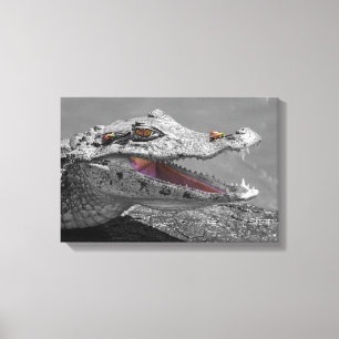 The smiling crocodile and the flies canvas print