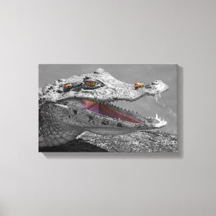 The smiling crocodile and the flies canvas print