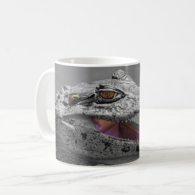 The smiling crocodile and the flies coffee mug (Front Left)