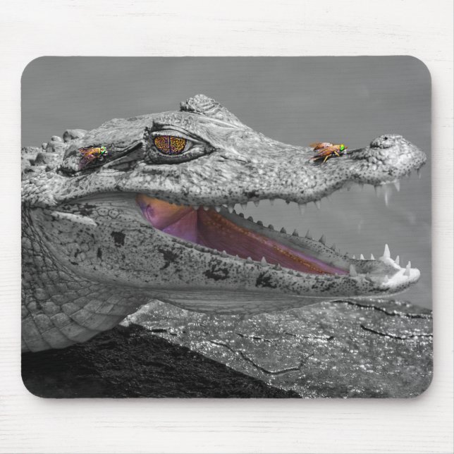 The smiling crocodile and the flies - Costa Rica Mouse Mat (Front)