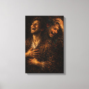 The Smiling Mask: Internal Anguish Portrait Canvas Print
