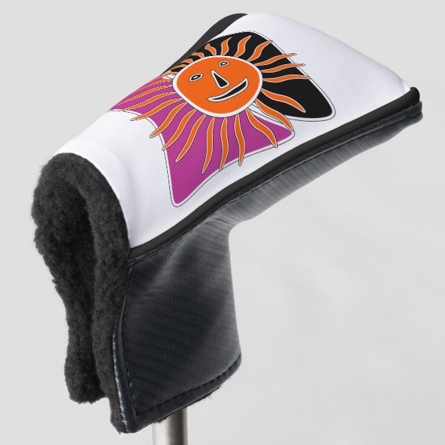 The smiling sun face  golf head cover (3/4 Front)