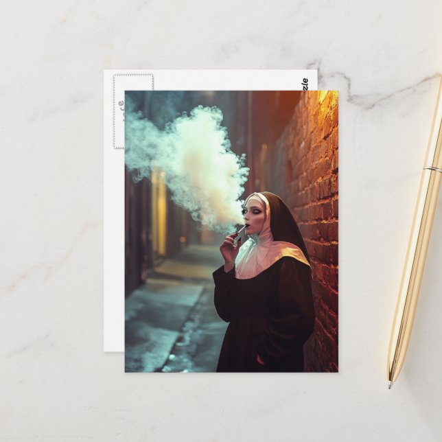 The Smoking Nun Postcard (Front/Back In Situ)