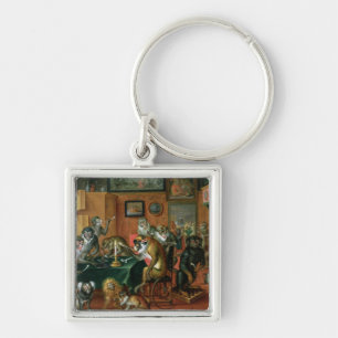 The Smoking Room with Monkeys Key Ring