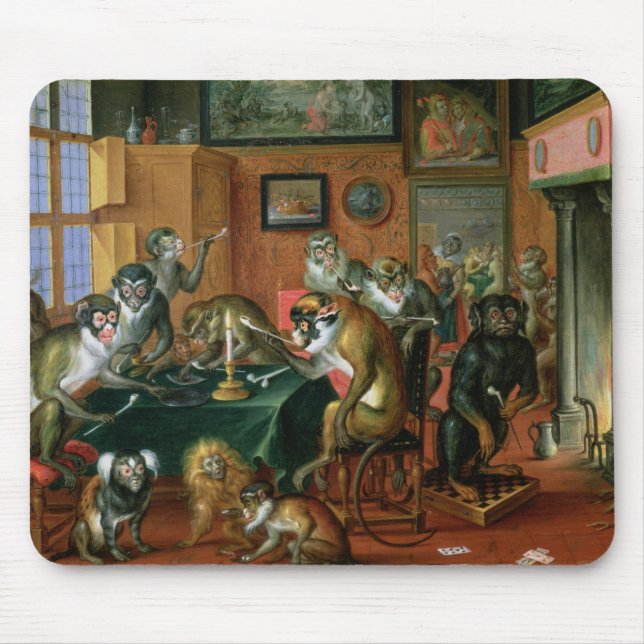 The Smoking Room with Monkeys Mouse Mat (Front)
