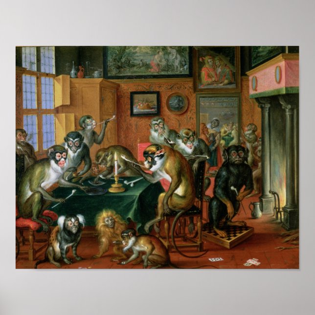 The Smoking Room with Monkeys Poster (Front)
