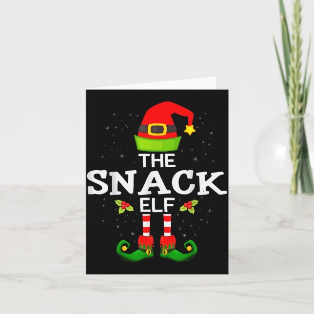 The Snack Elf Christmas Family Matching Pajama  Card (Front)