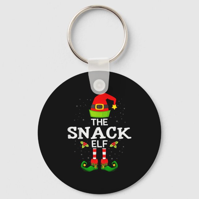 The Snack Elf Christmas Family Matching Pajama  Key Ring (Front)