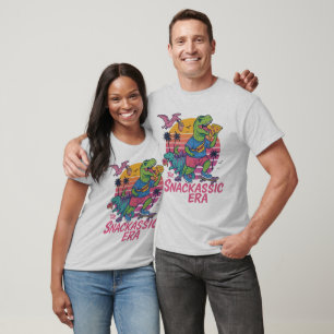 The Snackassic Era - Retro Dino Fun T-Shirt
