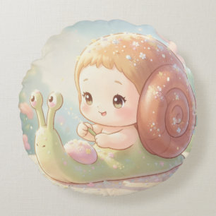 The Snail and the Magic of the Blossom Crowns.4 Round Cushion