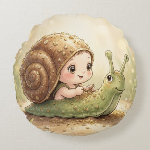 The Snail and the Magic of the Blossom Crowns.7 Round Cushion