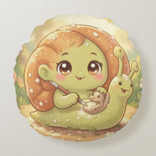 The Snail and the Magic of the Petals.7 Round Cushion