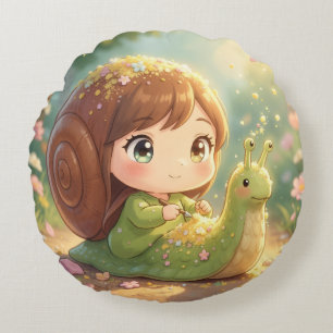 The Snail and the Magic of the Petals.8 Round Cushion