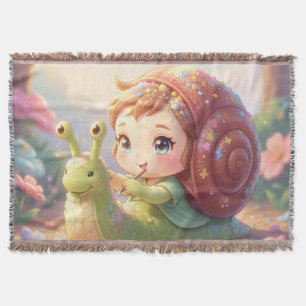 The Snail and the Magic of the Petals.9 Throw Blanket
