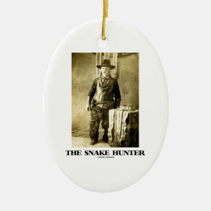 The Snake Hunter (Vintage Photo Snake Skins) Ceramic Tree Decoration