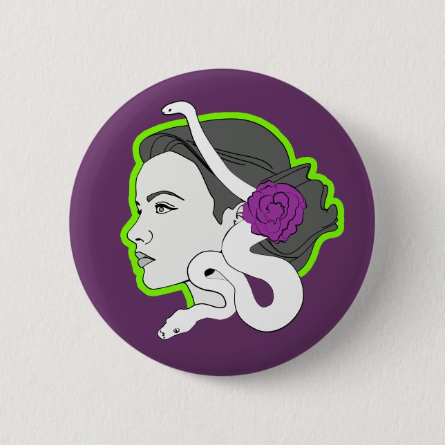 The Snake Lady 6 Cm Round Badge (Front)
