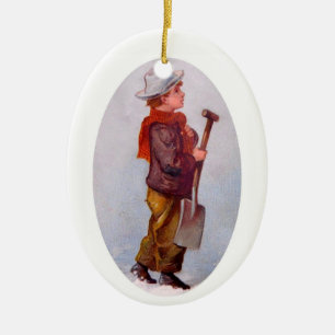 The Snow Shoveler Ceramic Tree Decoration