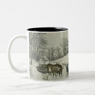 The Snow Storm Currier & Ives Two-Tone Coffee Mug