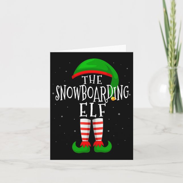 The Snowboarding Elf Funny Matching Family Group X Card (Front)