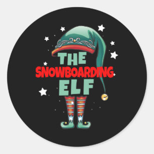 The Snowboarding Gnome Christmas Pajama - Snowboar Classic Round Sticker