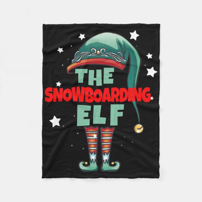 The Snowboarding Gnome Christmas Pajama - Snowboar Fleece Blanket (Front)