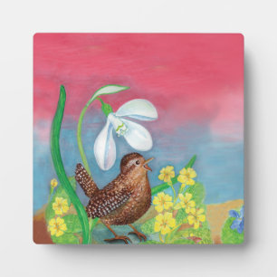 The snowdrop and the wren bird summon the spring  plaque