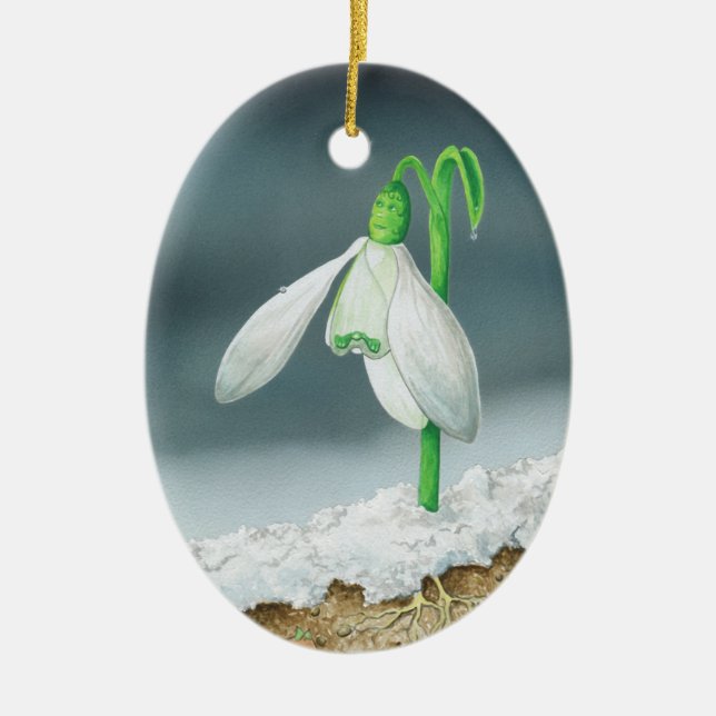The Snowdrop Ceramic Tree Decoration (Front)