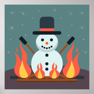 The Snowman at the campsite Poster