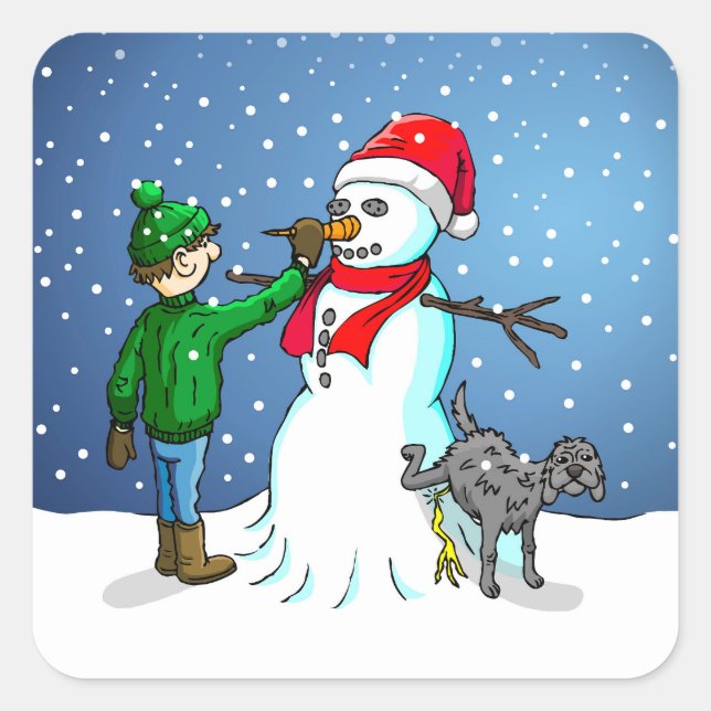 The Snowman, boy and dog on a Sticker (Front)