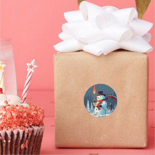 The Snowman carries the Olympic torch Classic Round Sticker