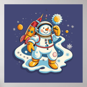 The Snowman is an astronaut at Christmas Poster