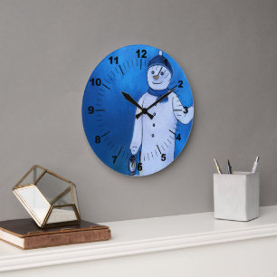 The Snowman's Escape Painting by Alfred Fox Large Clock