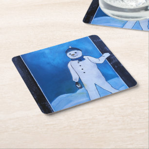 The Snowman's Escape Painting by Alfred Fox Square Paper Coaster