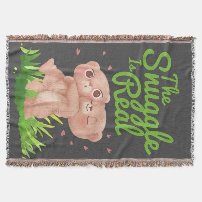 The Snuggle is Real Cute Bear Hugs Throw Blanket (Front)