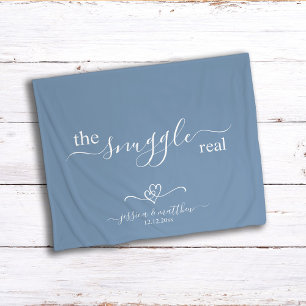 The Snuggle is Real Two Hearts Scripty Sherpa Blanket