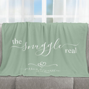 The Snuggle is Real Two Hearts Scripty Sherpa Blanket