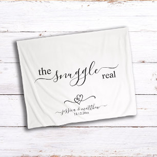 The Snuggle is Real Two Hearts Scripty Sherpa Blanket