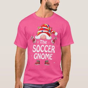 The Soccer Gnome Tree Light Buffalo Plaid Christma T-Shirt