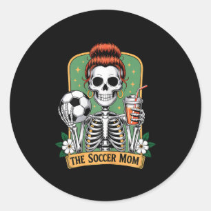 The Soccer Mum Tarot Card Skeleton Game Day Proud Classic Round Sticker