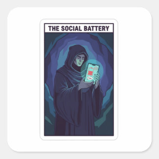 The Social Battery Introvert Humor | Low Energy Square Sticker