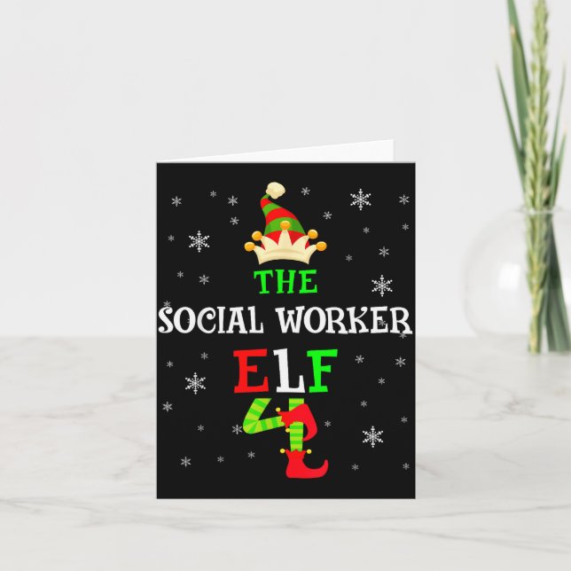 The Social Worker Elf Christmas Elf Matching Famil Card (Front)