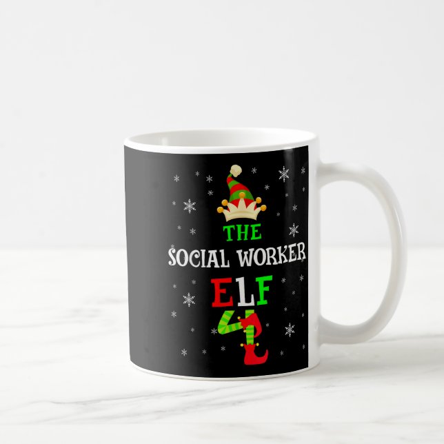 The Social Worker Elf Christmas Elf Matching Famil Coffee Mug (Right)